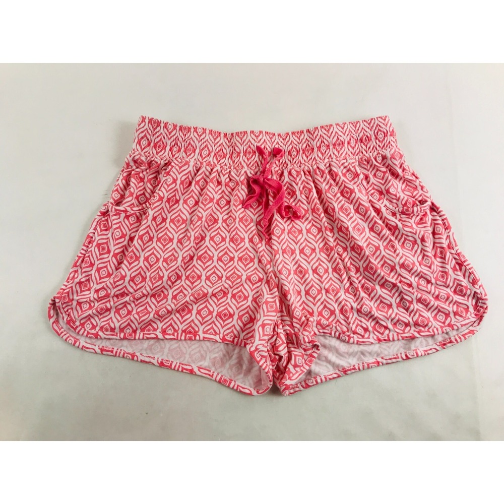 Cool Girl Shorts Women's Size XL Pink White Geometric Pattern Pajama Drawstring